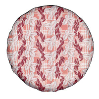 Hawaii Ti Leaf Maile Tuberose Lei Spare Tire Cover With Hanalei Leaf Red