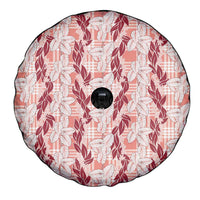 Hawaii Ti Leaf Maile Tuberose Lei Spare Tire Cover With Hanalei Leaf Red