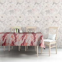 Hawaii Ti Leaf Maile Tuberose Lei Tablecloth With Hanalei Leaf Red