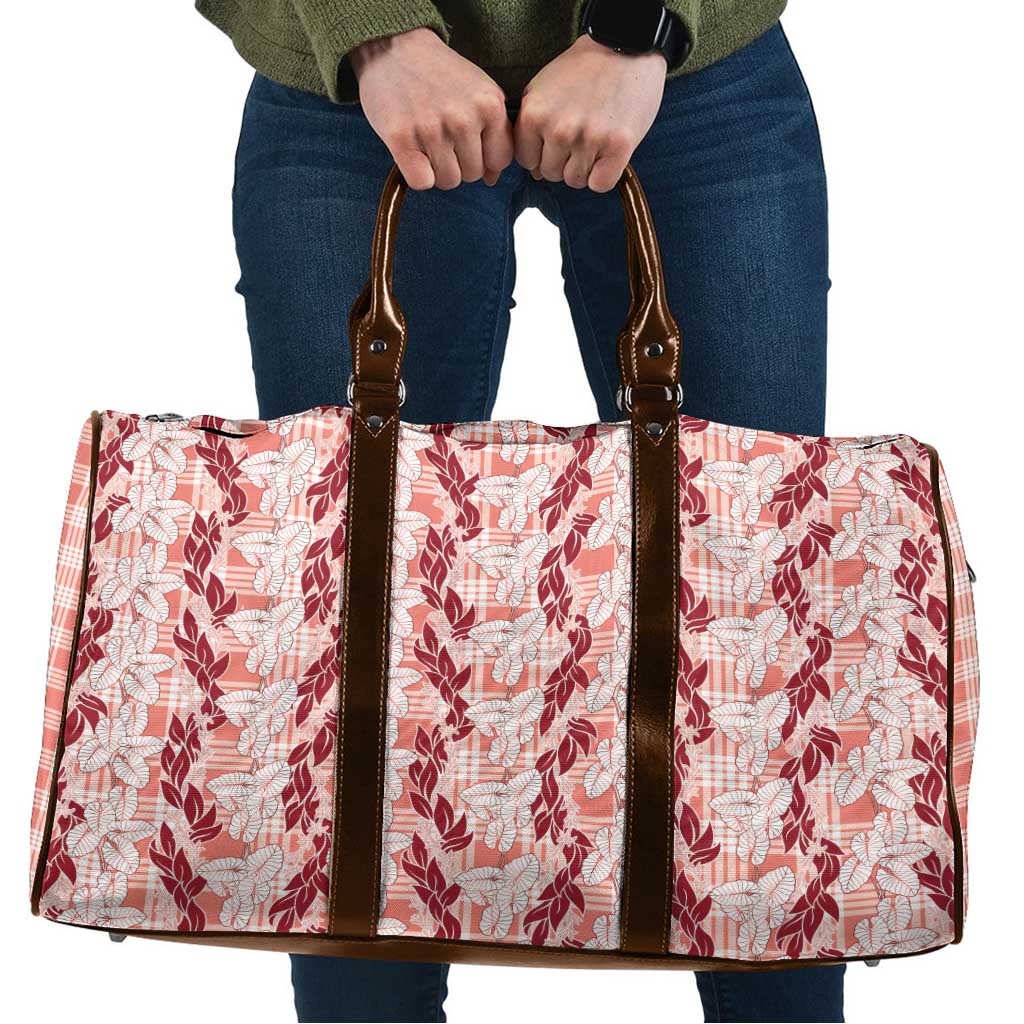 Hawaii Ti Leaf Maile Tuberose Lei Travel Bag With Hanalei Leaf Red