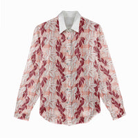Hawaii Ti Leaf Maile Tuberose Lei Women Casual Shirt With Hanalei Leaf Red