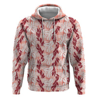Hawaii Ti Leaf Maile Tuberose Lei Zip Hoodie With Hanalei Leaf Red