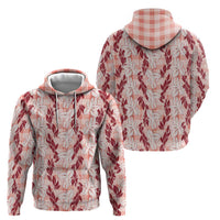 Hawaii Ti Leaf Maile Tuberose Lei Zip Hoodie With Hanalei Leaf Red