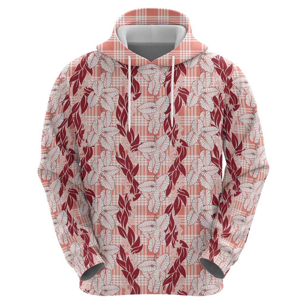 Hawaii Ti Leaf Maile Tuberose Lei Zip Hoodie With Hanalei Leaf Red