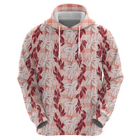Hawaii Ti Leaf Maile Tuberose Lei Zip Hoodie With Hanalei Leaf Red