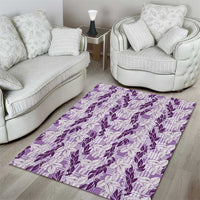 Hawaii Ti Leaf Maile Tuberose Lei Area Rug With Hanalei Leaf Purple