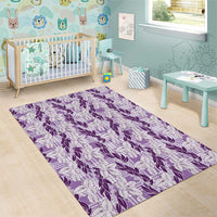 Hawaii Ti Leaf Maile Tuberose Lei Area Rug With Hanalei Leaf Purple