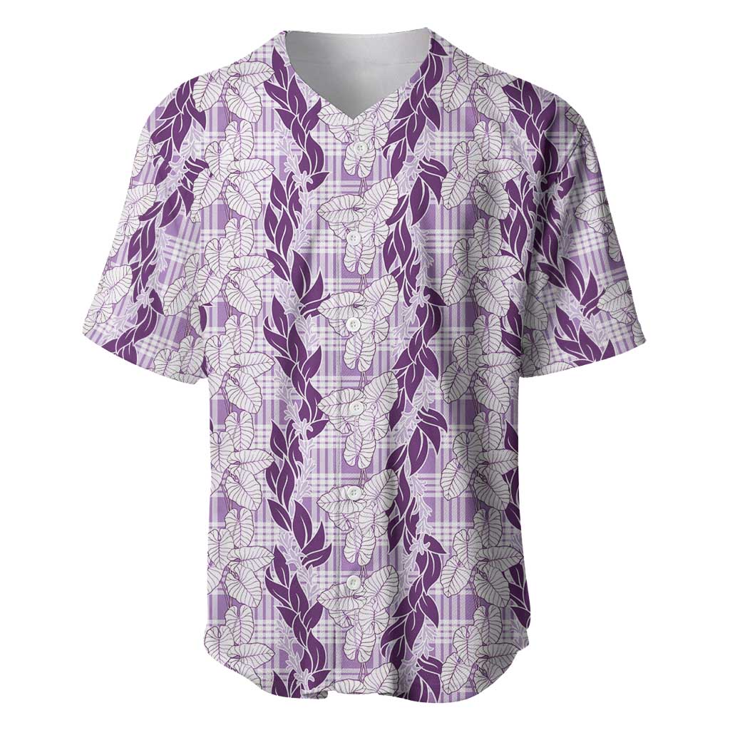Hawaii Ti Leaf Maile Tuberose Lei Baseball Jersey With Hanalei Leaf Purple