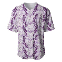 Hawaii Ti Leaf Maile Tuberose Lei Baseball Jersey With Hanalei Leaf Purple
