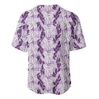 Hawaii Ti Leaf Maile Tuberose Lei Baseball Jersey With Hanalei Leaf Purple
