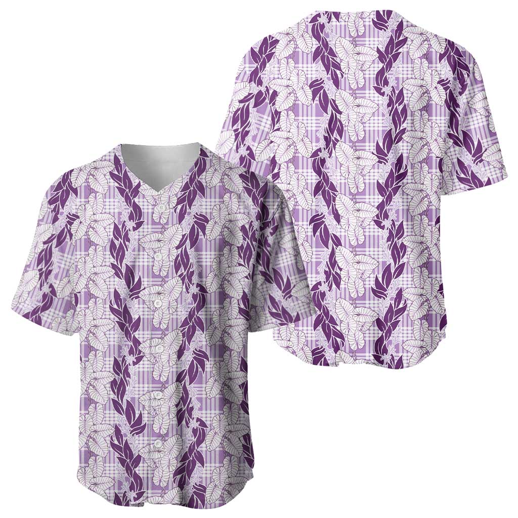 Hawaii Ti Leaf Maile Tuberose Lei Baseball Jersey With Hanalei Leaf Purple