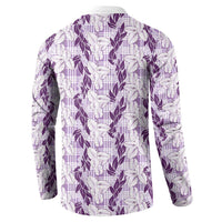 Hawaii Ti Leaf Maile Tuberose Lei Button Sweatshirt With Hanalei Leaf Purple