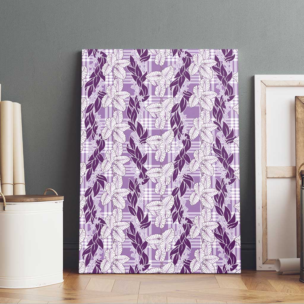 Hawaii Ti Leaf Maile Tuberose Lei Canvas Wall Art With Hanalei Leaf Purple