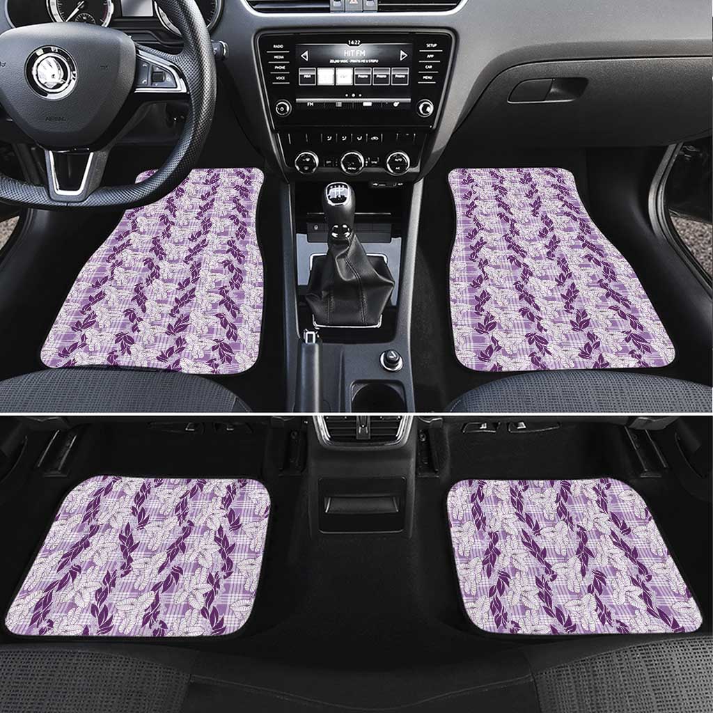 Hawaii Ti Leaf Maile Tuberose Lei Car Mats With Hanalei Leaf Purple