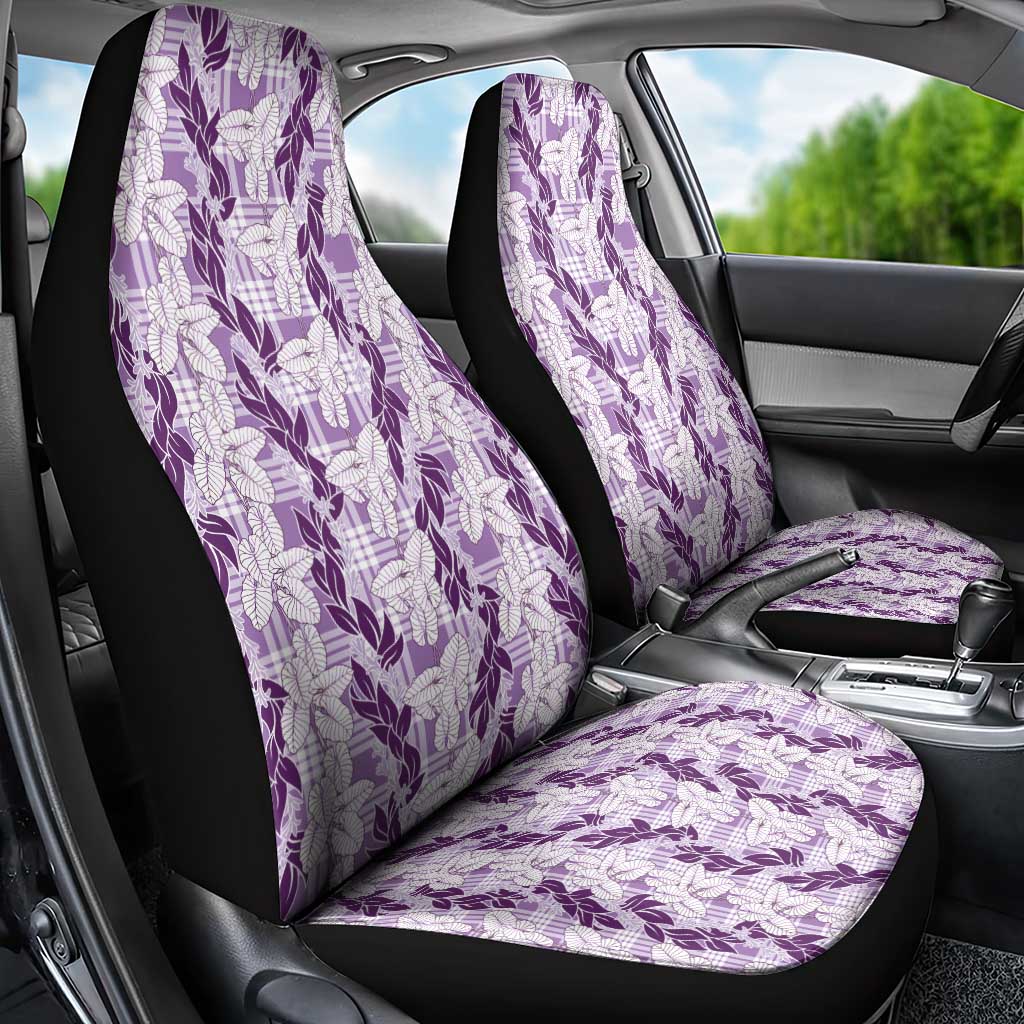 Hawaii Ti Leaf Maile Tuberose Lei Car Seat Cover With Hanalei Leaf Purple