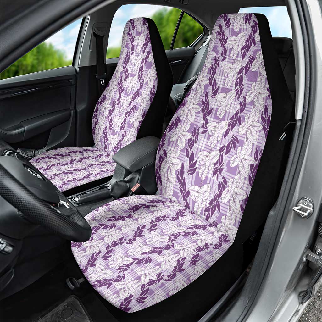 Hawaii Ti Leaf Maile Tuberose Lei Car Seat Cover With Hanalei Leaf Purple