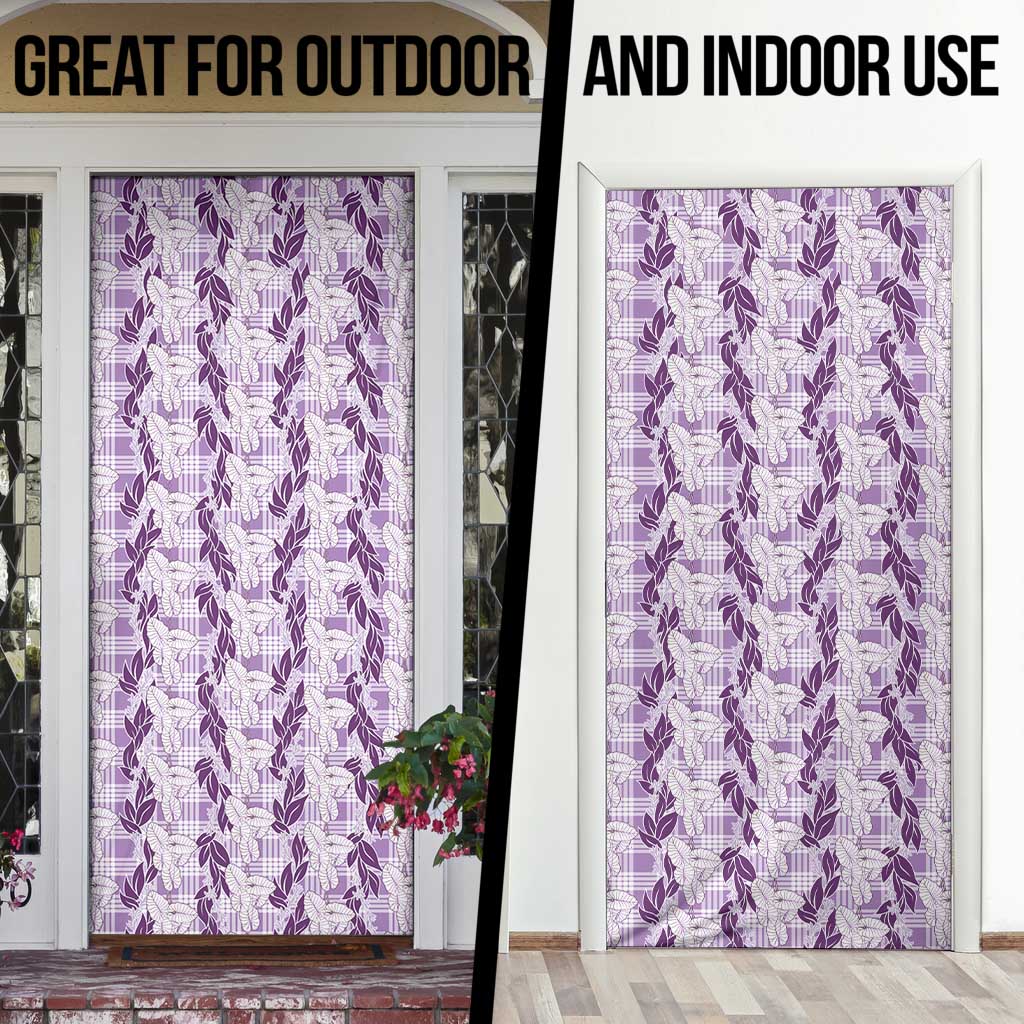 Hawaii Ti Leaf Maile Tuberose Lei Door Cover With Hanalei Leaf Purple