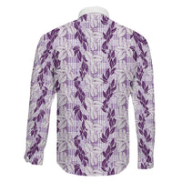 Hawaii Ti Leaf Maile Tuberose Lei Family Matching Short Sleeve Bodycon Dress and Hawaiian Shirt With Hanalei Leaf Purple LT05 - Polynesian Pride