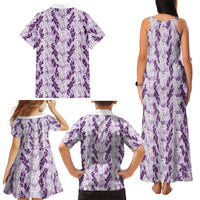 Hawaii Ti Leaf Maile Tuberose Lei Family Matching Tank Maxi Dress and Hawaiian Shirt With Hanalei Leaf Purple LT05 - Polynesian Pride