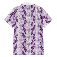 Hawaii Ti Leaf Maile Tuberose Lei Family Matching Tank Maxi Dress and Hawaiian Shirt With Hanalei Leaf Purple LT05 - Polynesian Pride