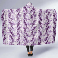 Hawaii Ti Leaf Maile Tuberose Lei Hooded Blanket With Hanalei Leaf Purple