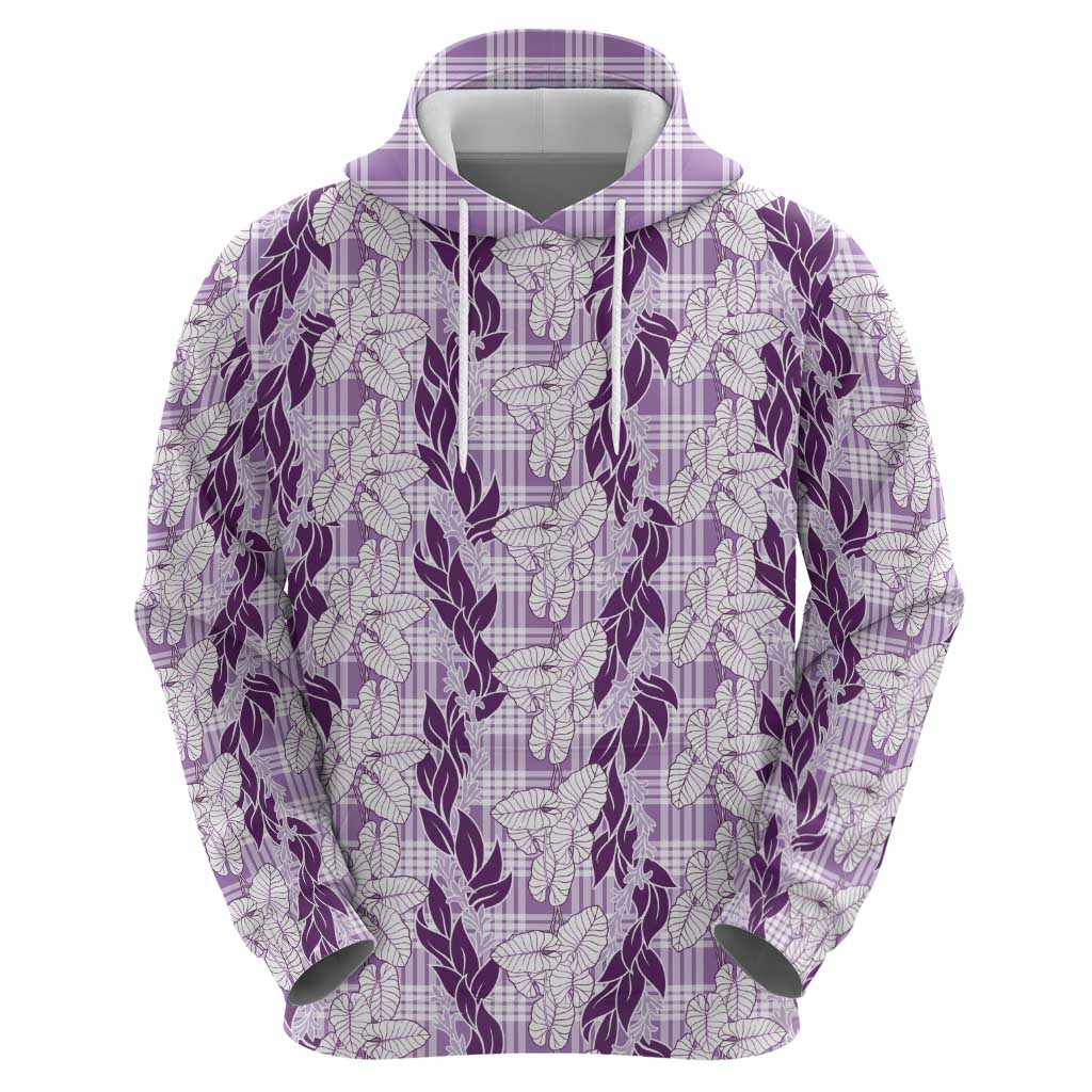 Hawaii Ti Leaf Maile Tuberose Lei Hoodie With Hanalei Leaf Purple