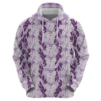 Hawaii Ti Leaf Maile Tuberose Lei Hoodie With Hanalei Leaf Purple
