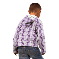 Hawaii Ti Leaf Maile Tuberose Lei Kid Hoodie With Hanalei Leaf Purple