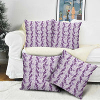 Hawaii Ti Leaf Maile Tuberose Lei Pillow Cover With Hanalei Leaf Purple