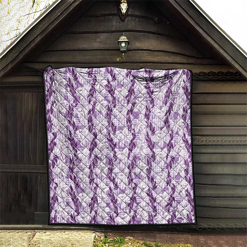 Hawaii Ti Leaf Maile Tuberose Lei Quilt With Hanalei Leaf Purple