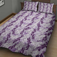 Hawaii Ti Leaf Maile Tuberose Lei Quilt Bed Set With Hanalei Leaf Purple