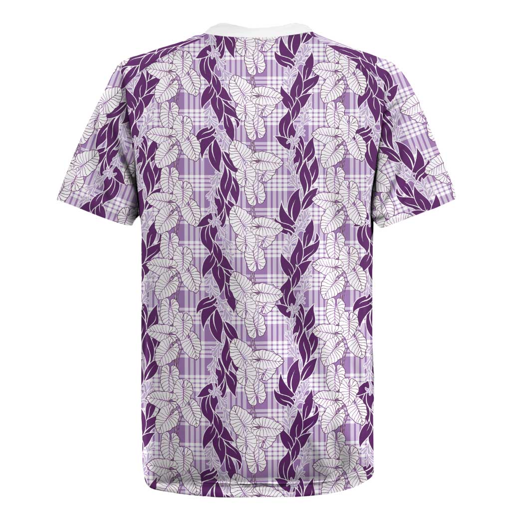 Hawaii Ti Leaf Maile Tuberose Lei Rugby Jersey With Hanalei Leaf Purple
