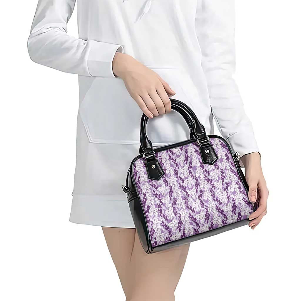 Hawaii Ti Leaf Maile Tuberose Lei Shoulder Handbag With Hanalei Leaf Purple