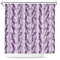 Hawaii Ti Leaf Maile Tuberose Lei Shower Curtain With Hanalei Leaf Purple