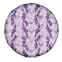 Hawaii Ti Leaf Maile Tuberose Lei Spare Tire Cover With Hanalei Leaf Purple