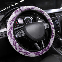 Hawaii Ti Leaf Maile Tuberose Lei Steering Wheel Cover With Hanalei Leaf Purple