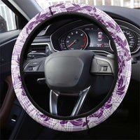 Hawaii Ti Leaf Maile Tuberose Lei Steering Wheel Cover With Hanalei Leaf Purple