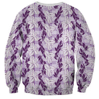Hawaii Ti Leaf Maile Tuberose Lei Sweatshirt With Hanalei Leaf Purple