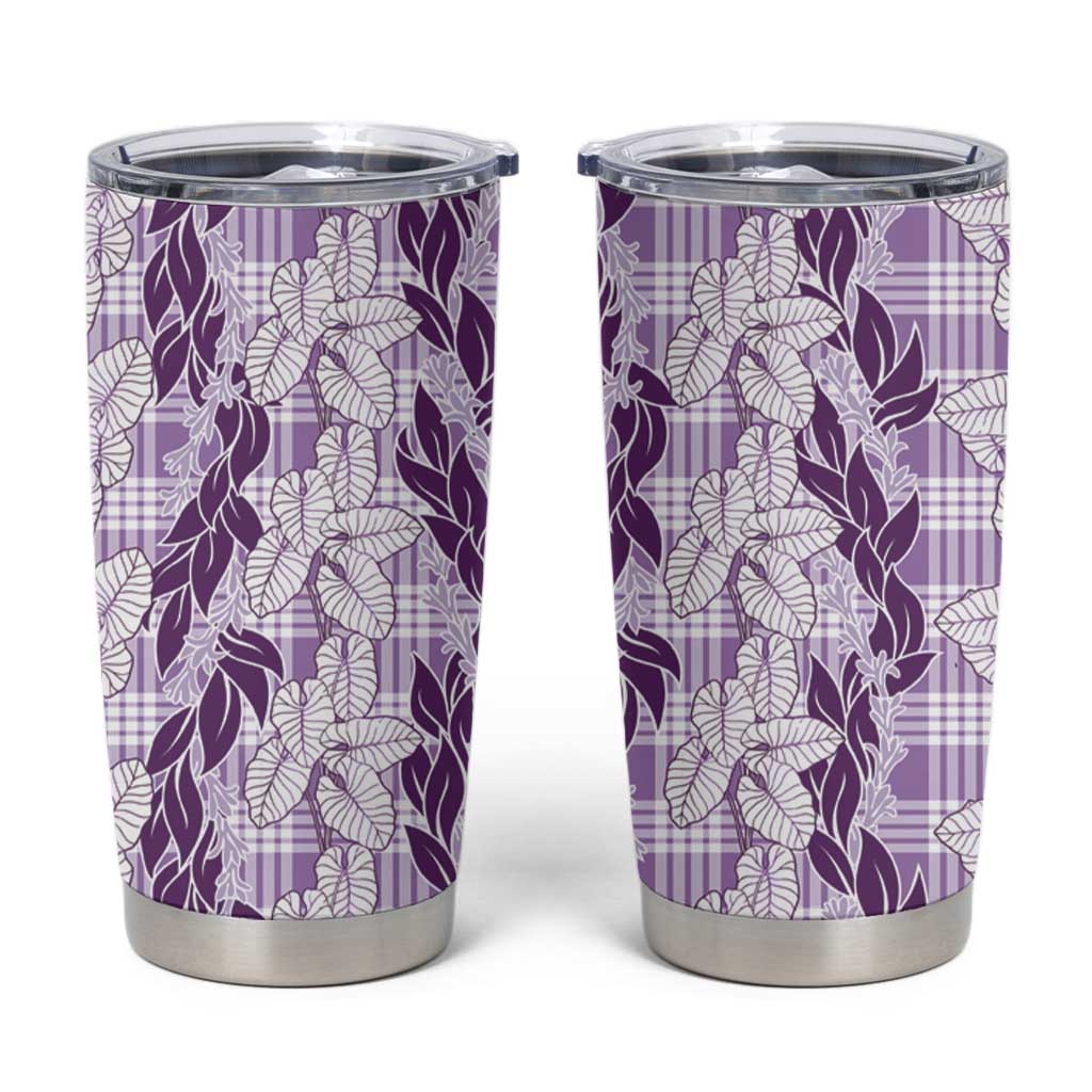 Hawaii Ti Leaf Maile Tuberose Lei Tumbler Cup With Hanalei Leaf Purple