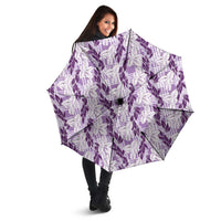 Hawaii Ti Leaf Maile Tuberose Lei Umbrella With Hanalei Leaf Purple