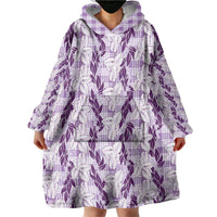 Hawaii Ti Leaf Maile Tuberose Lei Wearable Blanket Hoodie With Hanalei Leaf Purple