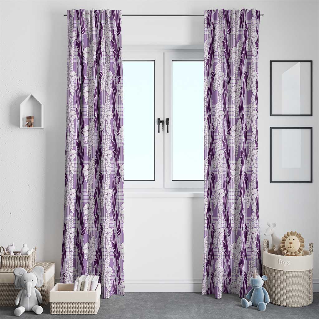 Hawaii Ti Leaf Maile Tuberose Lei Window Curtain With Hanalei Leaf Purple