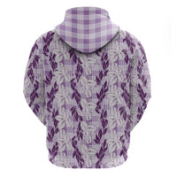 Hawaii Ti Leaf Maile Tuberose Lei Zip Hoodie With Hanalei Leaf Purple