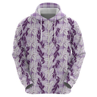 Hawaii Ti Leaf Maile Tuberose Lei Zip Hoodie With Hanalei Leaf Purple