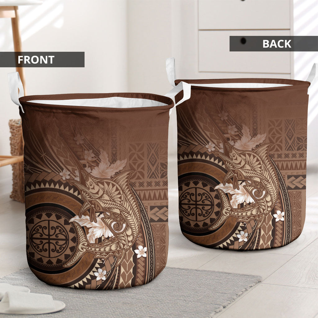 Samoa Tatau Marlin Laundry Basket With Siapo Motifs Brown