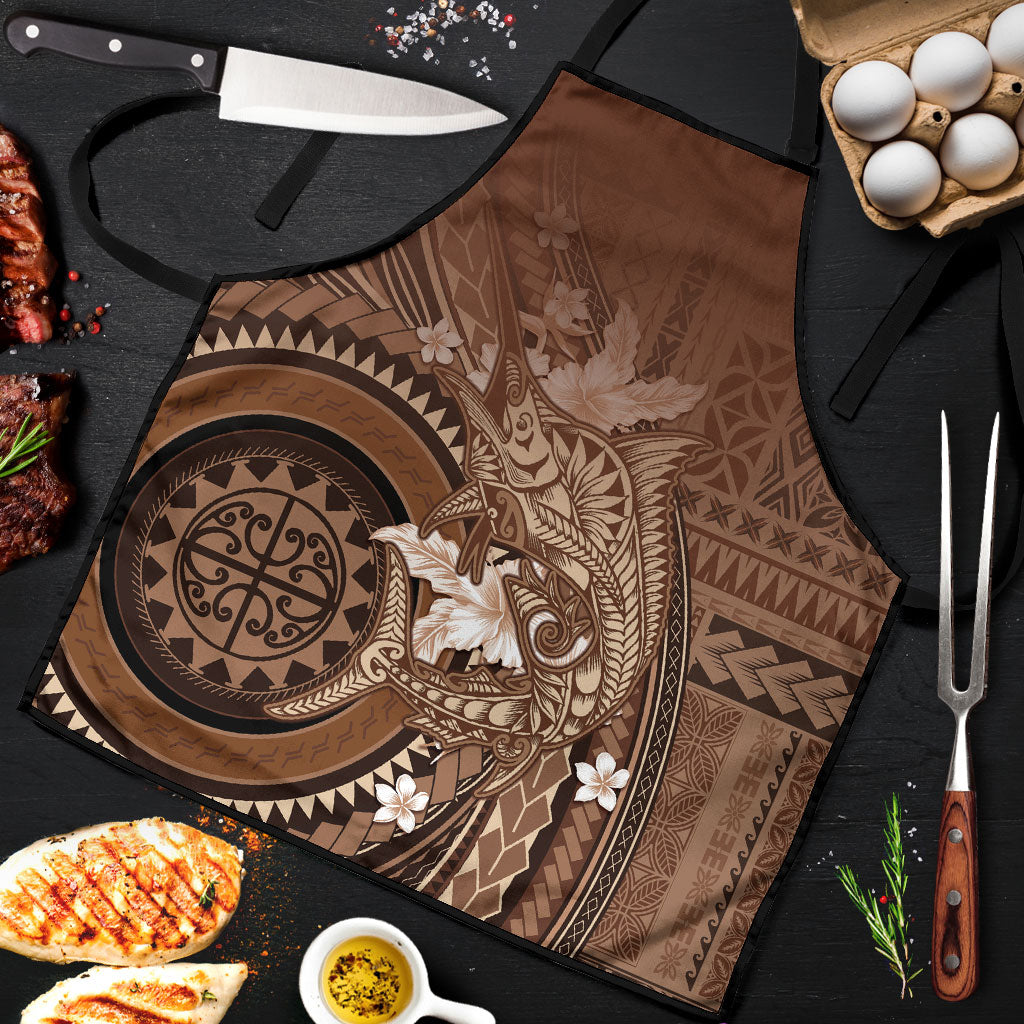 Samoa Tatau Marlin Apron With Siapo Motifs Brown
