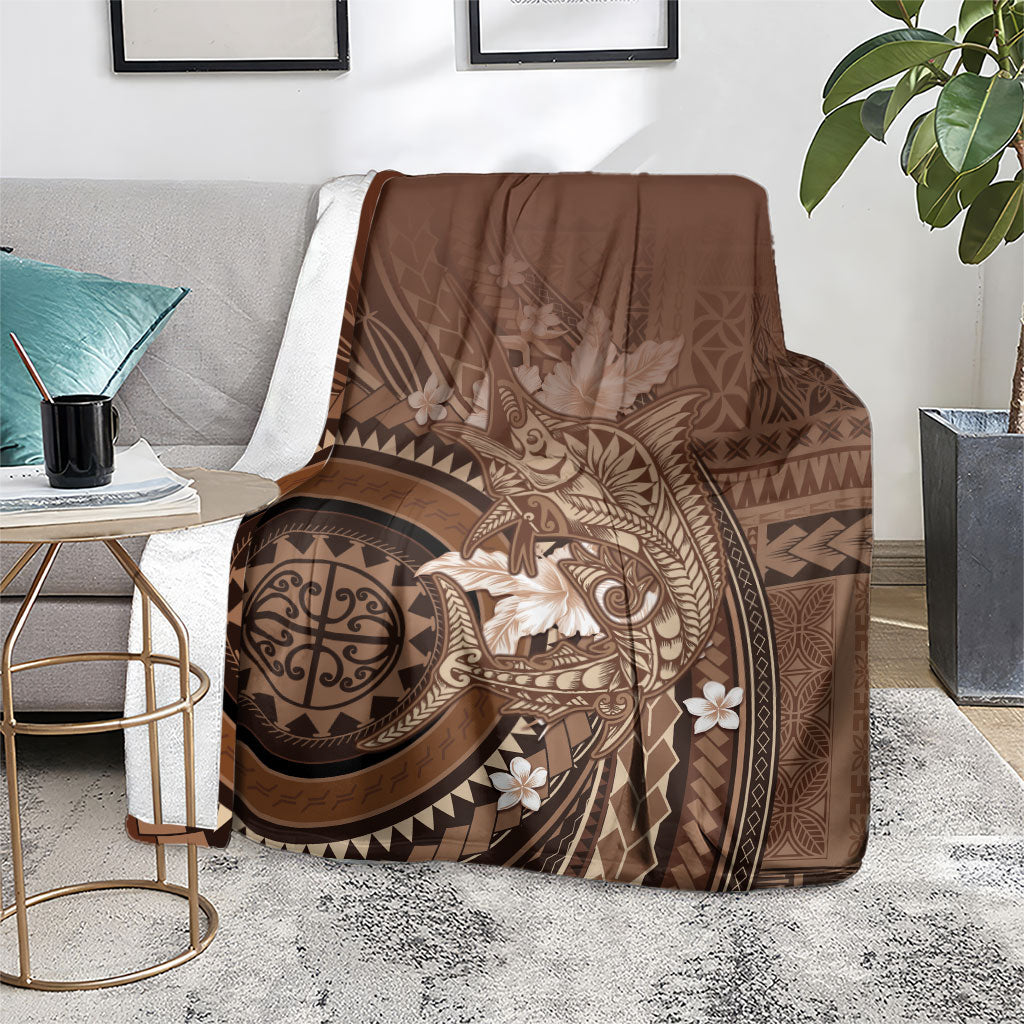 Samoa Tatau Marlin Blanket With Siapo Motifs Brown