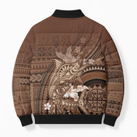 Samoa Tatau Marlin Bomber Puffer Jacket With Siapo Motifs Brown