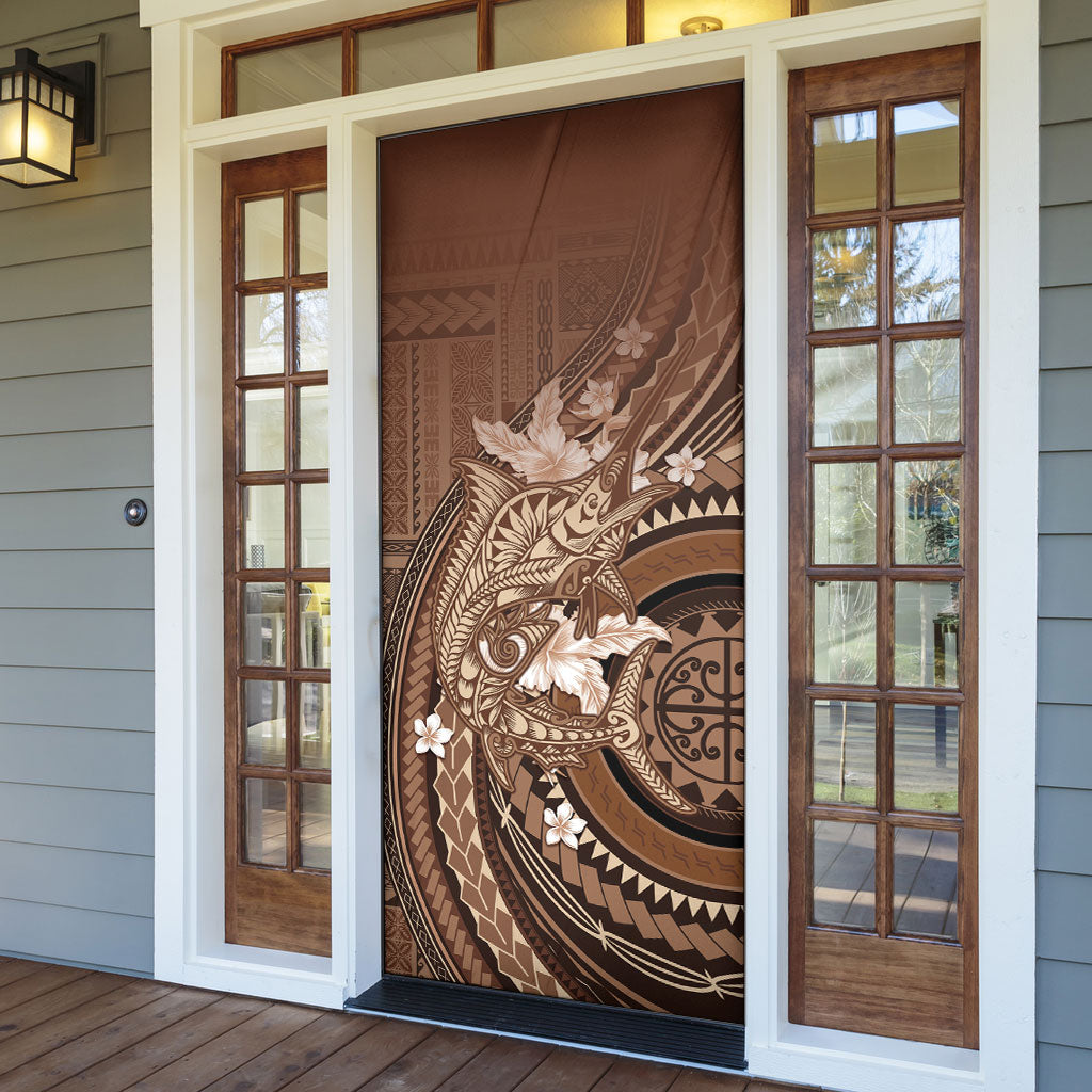 Samoa Tatau Marlin Door Cover With Siapo Motifs Brown