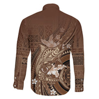 Samoa Tatau Marlin Family Matching Mermaid Dress and Hawaiian Shirt With Siapo Motifs Brown LT05 - Polynesian Pride